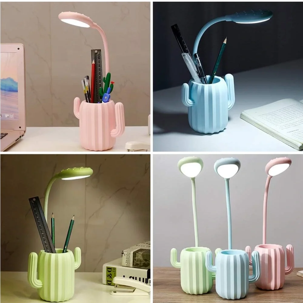 LED Pink Cactus-Shaped Desk Lamp
